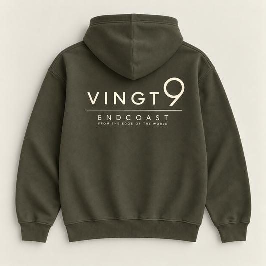 Sweat capuche zippé Vingt9 Khaki